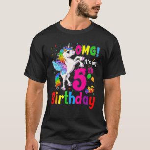 T-shirt Omg C'est mon 5e anniversaire filles Unicorne 5 an