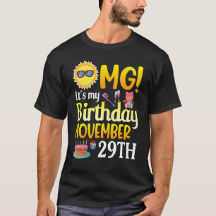 T-shirt OMG C'est mon anniversaire 29 novembre Heureux pou