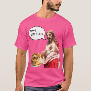 T-shirt Omg Waffles Jesus Christ Breakfast Mème amusant Sh