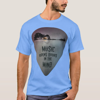 T-shirt ON BACK Distressed Guitar Pick Lake Reflections Mu