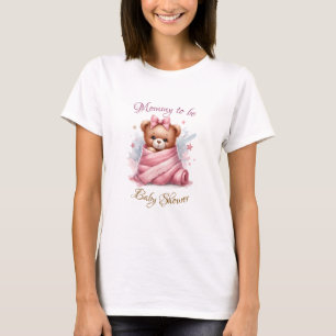 T-shirt On peut attendre le Baby shower rose