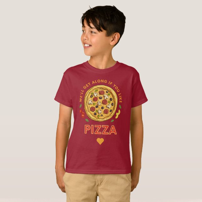 T-shirt On s'entend si tu aimes le slogan de pizza (Devant entier)