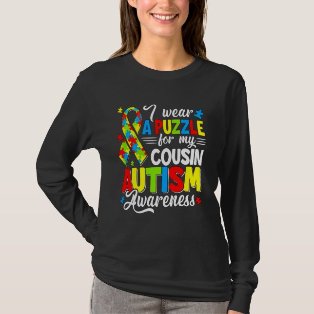 T-shirt Oncle Autisme Portent Puzzle Cousin Sensibilisatio (Devant)