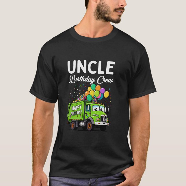 T-shirt Oncle Birthday Crew Boys Garbage Truck Famille Ann (Devant)