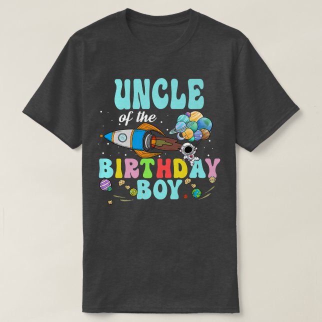T-shirt Oncle De L'Anniversaire Astronaut Boy Space Party (Design devant)