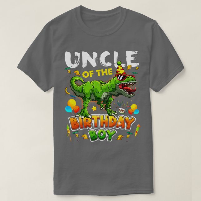 T-shirt Oncle De L'Anniversaire Garçon Dinosaur Oncle Fami (Design devant)