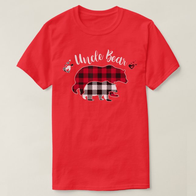 T-shirt Oncle Ours Buffle gris rouge Plaid Pyjama (Design devant)