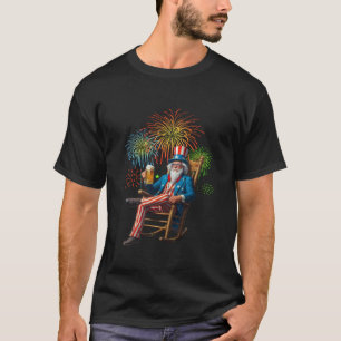 T-shirt Oncle patriotique Sam Boire Bière 4 juillet Feu