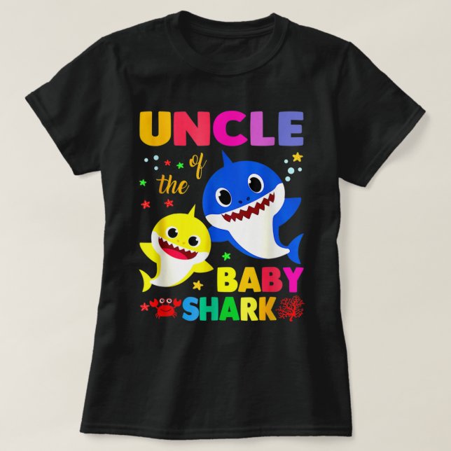 T-shirt Oncle requin Oncle requin Famille de requins Fête  (Design devant)