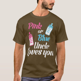 T-shirt Oncle Rose Ou Bleu Vous Aime Bébé Genre Révéler Pa