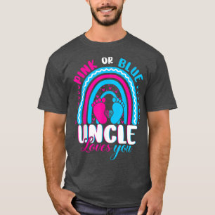 T-shirt Oncle rose ou bleu vous aime Genre Reveal Party F