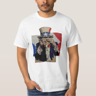 T-shirt Oncle Sam couvrant son visage dans la honte politi