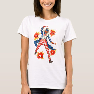 T-shirt Oncle Sam feux d'artifice cru patriotique du 4