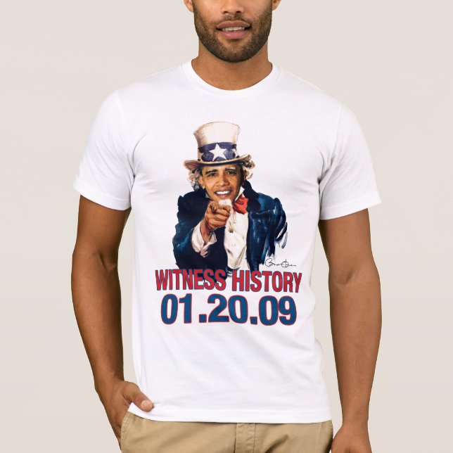 T-shirt Oncle Sam - histoire 01.20.09 de témoin de Barack (Devant)