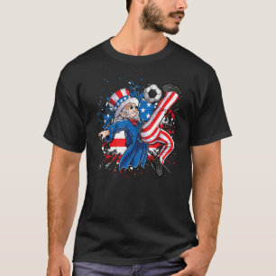 T-shirt Oncle Sam Jouer Soccer Drapeau Américain Heureux 4