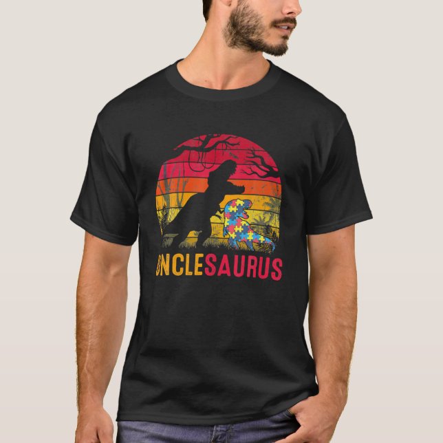 T-shirt Oncle Saurus Rex Sensibilisation sur l'autisme Din (Devant)
