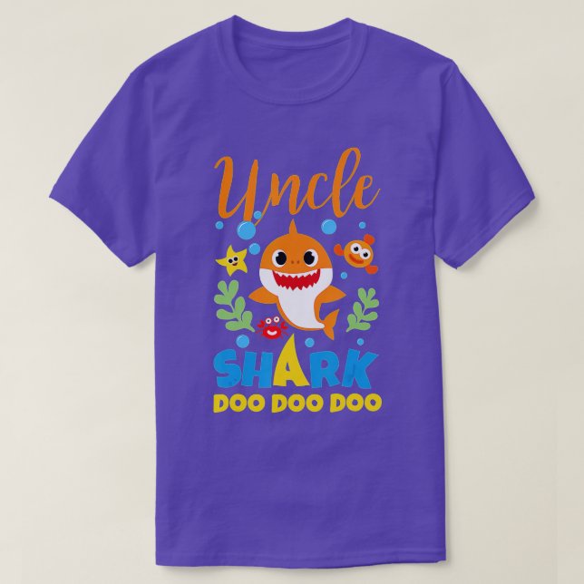 T-shirt Oncle Shark Cadeau mignonne bébé requin famille de (Design devant)