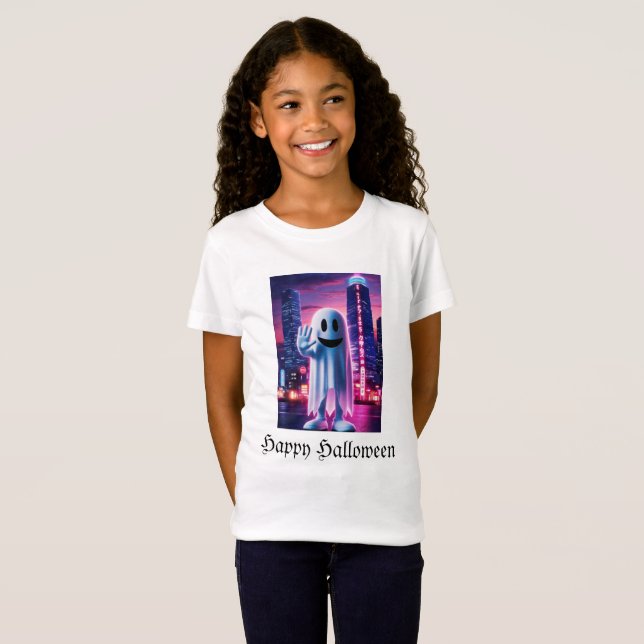 T-Shirt Ondes et lumières urbaines verdoyantes (Devant entier)
