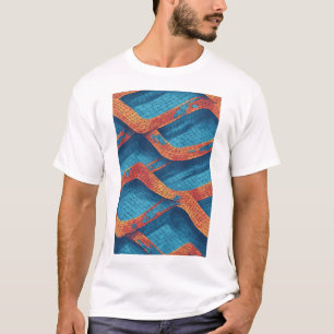 T-shirt Onduler les vagues de carreaux : un Motif Abstrait