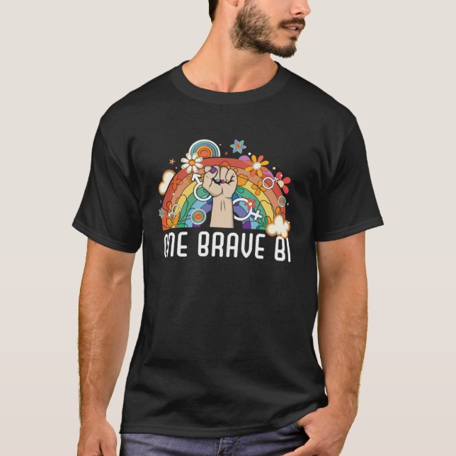 T-shirt One Brave Bi Bisexual Rainbow Pride Bisexuality LG (Devant)