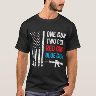 T-shirt One Gun Two Gun Red Gun Blue Gun