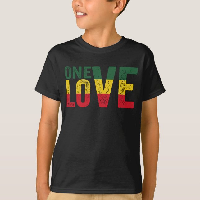 T-shirt One Love Jamaican Rasta Reggae (Devant)