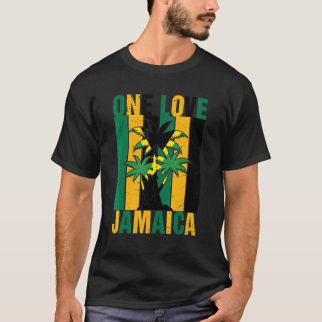 T-shirt One Love Jamaïque Famille Voyage Caraïbes Vacances (Devant)