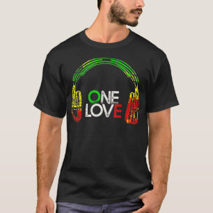 T-shirt One Love Rastafarian Headphones Reggae Jamaïcain