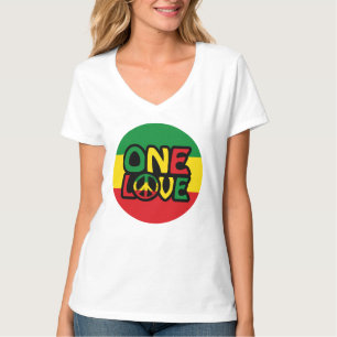 T-shirt One Love, Reggae design avec des couleurs reggae