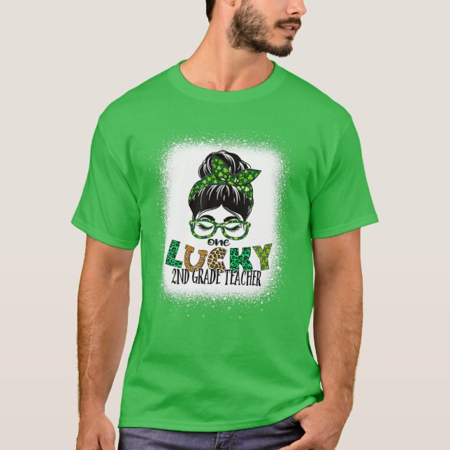 T-shirt One Lucky 2Nd Grade Teacher Bleached St Patricks D (Devant)
