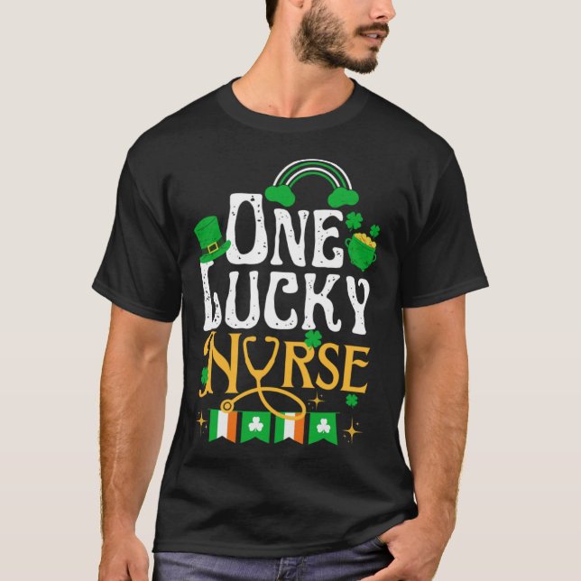 T-shirt One Lucky Nurse St Patricks Day Funny Irish Shamro (Devant)