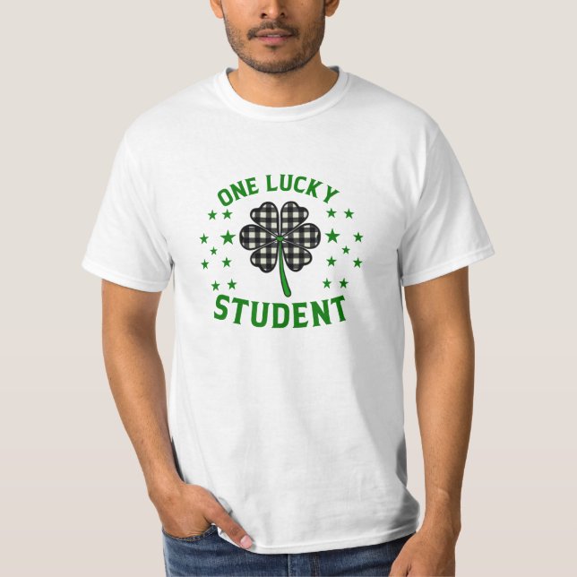 T-shirt One Lucky Student – Shamrock Clover GraphicT-Shirt (Devant)