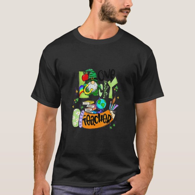 T-shirt One Lucky Teacher Gnomies St Patrick's Day Gnome S (Devant)