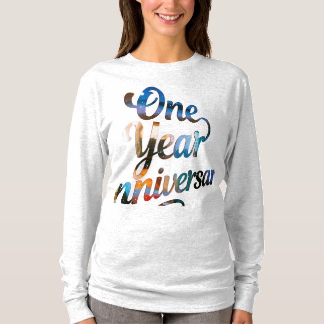 T-shirt One Year Anniversary Long Sleeves Top (Devant)