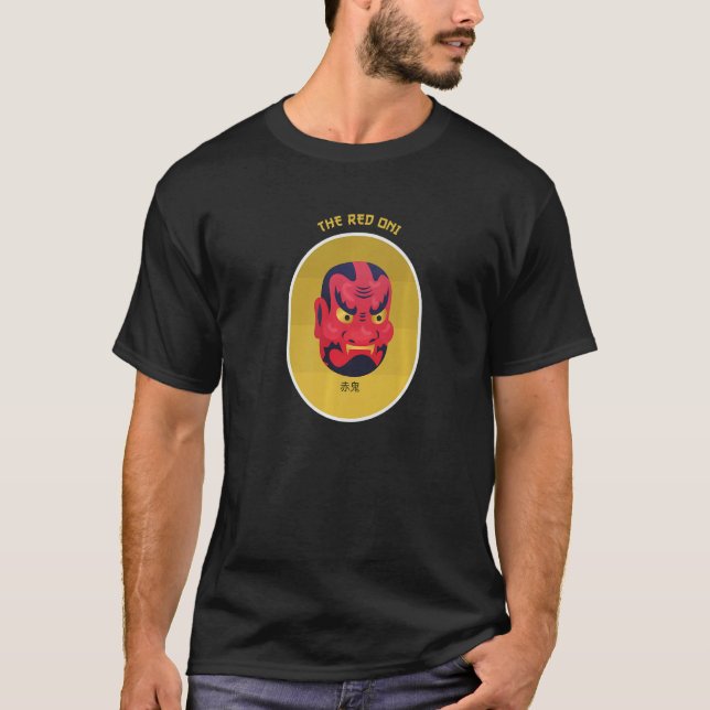 T-shirt Oni Masque japonais visage démon Diable Ronin (Devant)