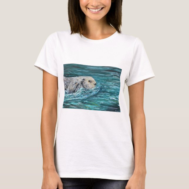 T-shirt Ooh Goody Lunchtime Sea Otter Peinture (Devant)