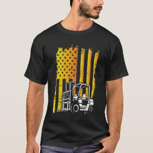 T-shirt Opérateur de chariot élévateur à drapeau américain