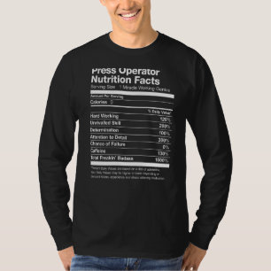 T-shirt Opérateur de presse Nutrition Facts Drôle