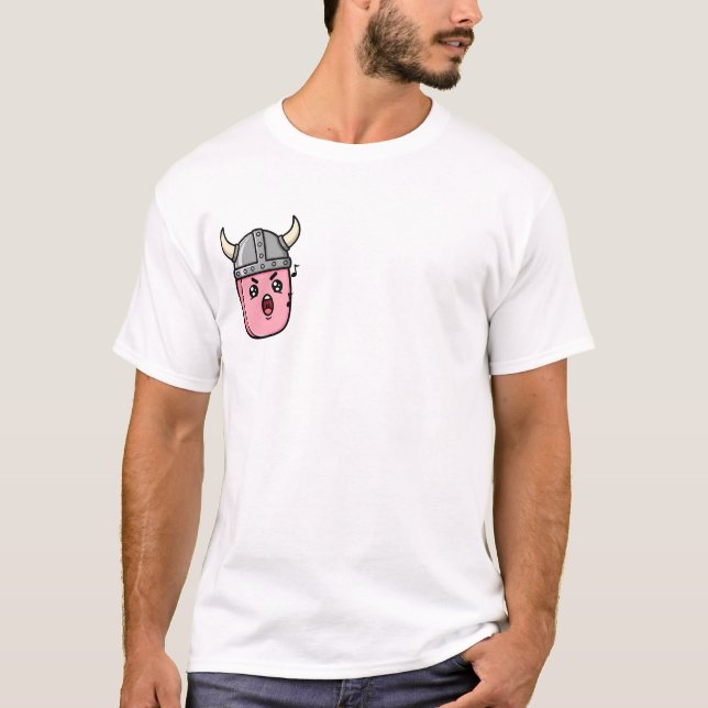 T-shirt Operatic Pink Bean Warrior Wearing Horned Viking (Devant)
