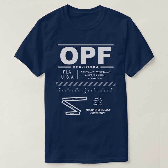 T-shirt OPF de l'aéroport exécutif de Miami-Opa Lo (Design devant)