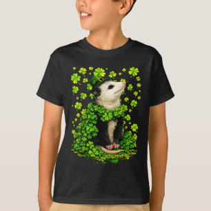 T-shirt Opossum chanceux avec trèfles shamrocks st patrick