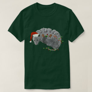 T-shirt Opossum Noël Baby Possum enveloppé dans les lumièr