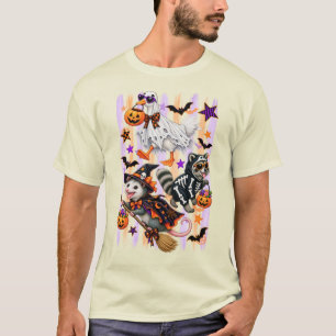 T-shirt Opossum raton laveur fou rayé d'Halloween