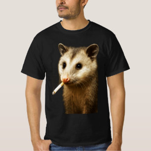 T-shirt Opossum Stupide Cool Drôle Fumant une Cigarette