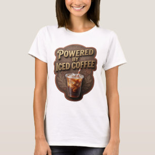 T-shirt Or brillant POWERED BY ICED COFFEE Design moderne