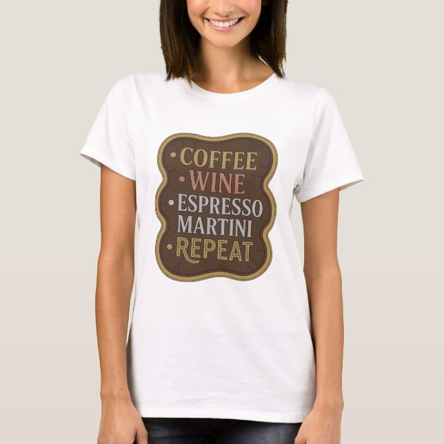T-shirt Or brut EDGE CAFÉ VIN MARTINI EXPRESS RÉPÉTER (Devant)