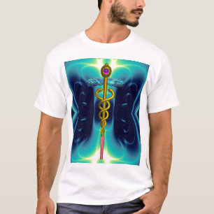 T-shirt OR CADUCEUS MÉDICALE SYMBOLE, bleu turquoise Turqu