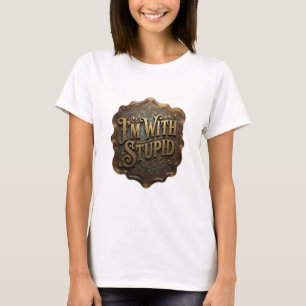 T-shirt Or Dynamique JE SUIS CON AVEC 3D Texte Art