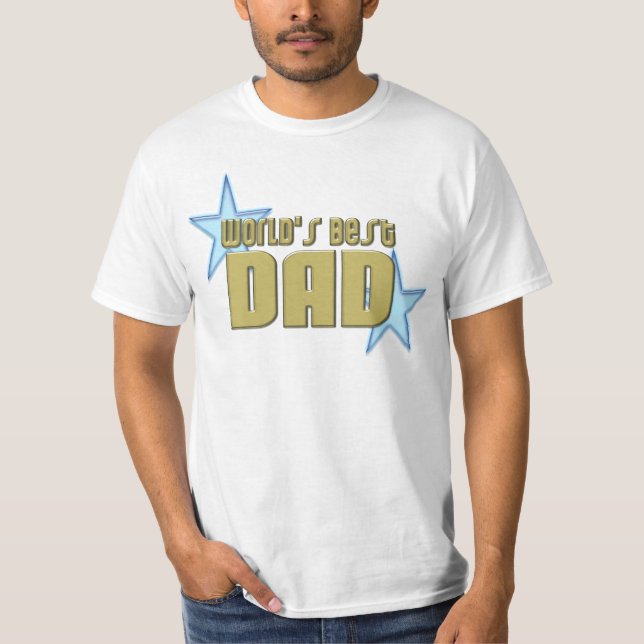 T-shirt Or/étoiles bleues, le meilleur papa du monde (Devant)