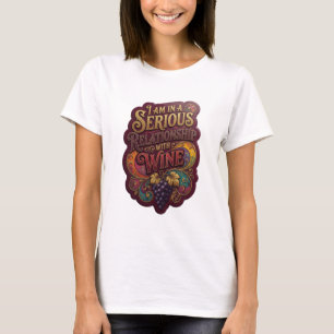 T-shirt Or Jaune JE SUIS EN RELATION SÉRIEUSE AVEC LE VIN